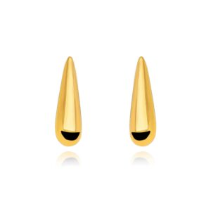 Brinco Gota Dourada Estilizada – Sofisticação Minimalista