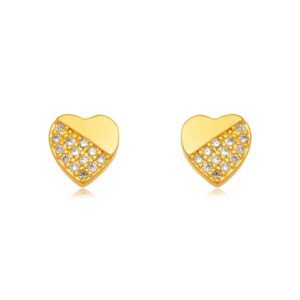 Brinco Coração Dourado com Strass – Brilho Romântico