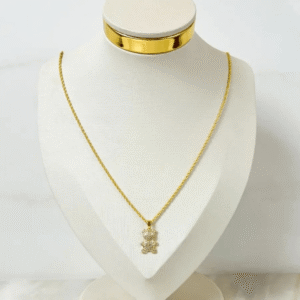 Colar Urso de Zircônias Dourado