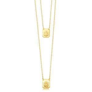 Colar Duplo Dourado com Medalhas de Proteção
