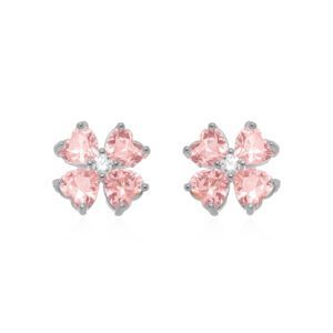 Brinco Flor com Corações Rosé