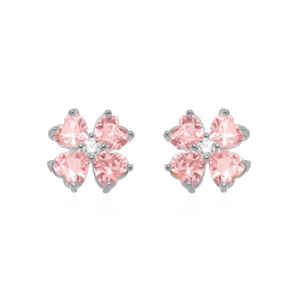 Brinco Flor com Corações Rosé