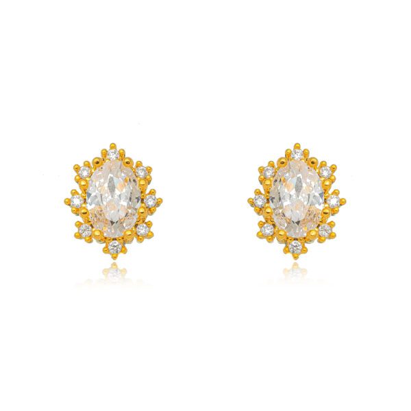Brinco Oval com Zircônias Dourado