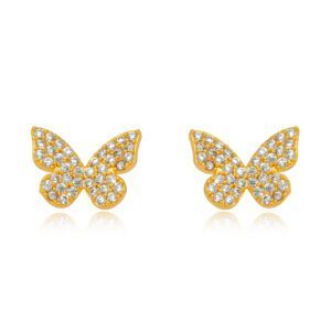 Brinco Borboleta com Zircônias Dourado
