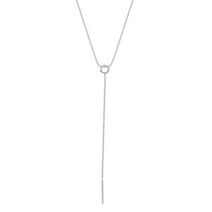 Colar Prateado com Pingente Circular e Barra