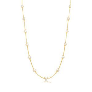 Choker Dourado com Pérolas