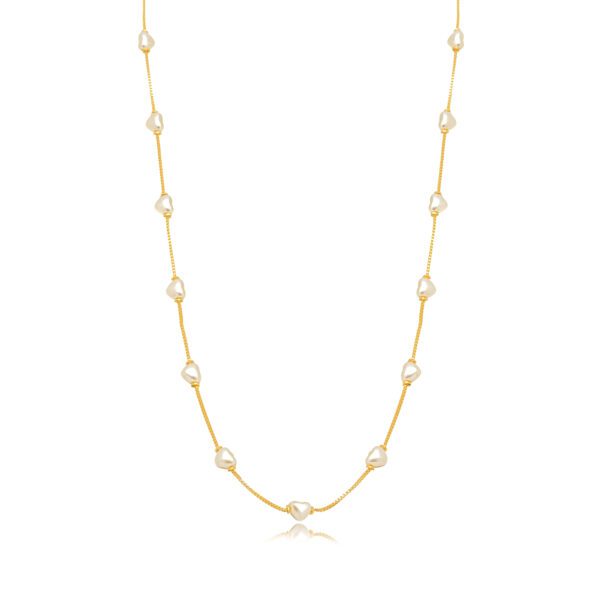 Choker Dourado com Pérolas