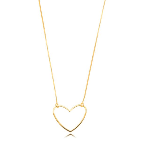 Colar Dourado com Pingente Coração Aberto